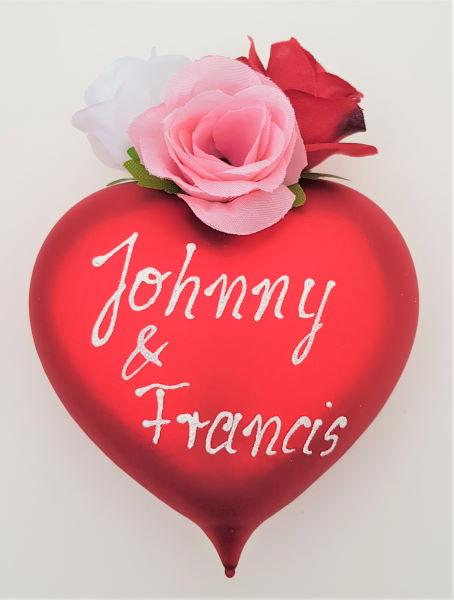 Herz groß mit Rosen und individueller Beschriftung